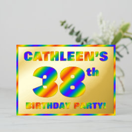38e verjaardagsfeest — Leuke, regenboogspectrum “3 Folie Uitnodiging