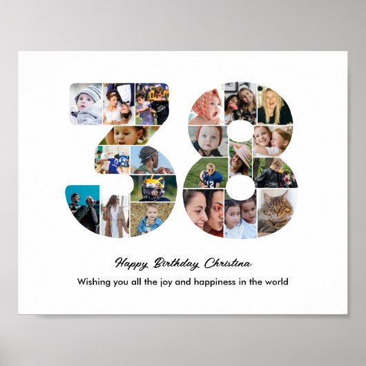 38e Verjaardagsfeest Nummer 38 Fotocollage Poster (Voorkant)