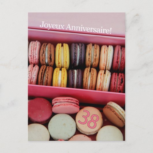 38ste Franse verjaardag Macaron-Joyeux Anniversair Briefkaart (Voorkant)