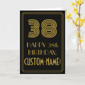 38ste verjaardag: Art Deco Geïnspireerde look "38" Kaart (Gele Bloem)