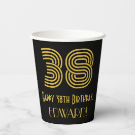 38ste verjaardag: Art Deco Geïnspireerde look "38" Papieren Bekers