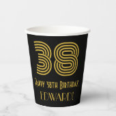 38ste verjaardag: Art Deco Geïnspireerde look "38" Papieren Bekers (Voorkant)