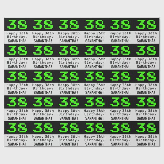 38ste verjaardag - Nerdy / Geeky stijl "38" en naa Cadeaupapier (Vlak)