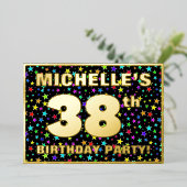 38ste verjaardag van de geboorte - Fun, kleurrijk  Folie Uitnodiging (Staand Voorkant)