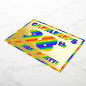 38ste verjaardag van de geboorte - Fun, regenboogs Folie Uitnodiging (Gedraaid)