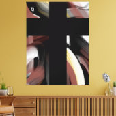38x50" Trend Abstract Art Black White Powdery  Canvas Afdruk (Insitu (Woonkamer))