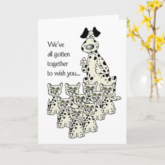 3919 Hond Dalmation, en de Grappige Verjaardag van Kaart (Gele Bloem)