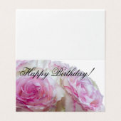 3975-Pink & White Rose Verjaardag Kaart (Buitenkant ongevouwen)