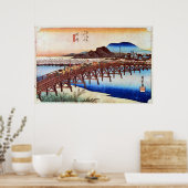 39. 岡 宿, 広 Okazaki-juku, Hiroshige, Ukiyo-e Poster (Keuken)