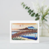 39. 岡 崎 宿, 広 Okazaki-juku, Hiroshige, Ukiyo-e Briefkaart (Staand voorkant)