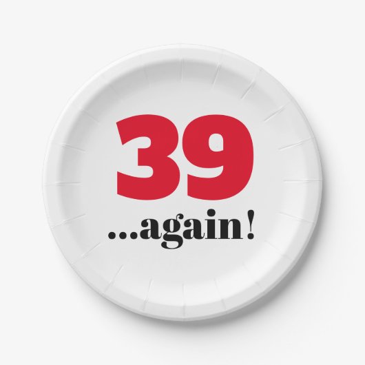 39 alweer verjaardagsfeest papieren bordje (Voorkant)