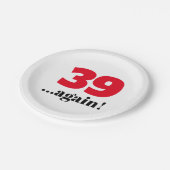39 alweer verjaardagsfeest papieren bordje (Gekanteld)