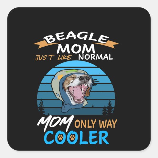39 Beagle Moeder Koeler Vierkante Sticker (Voorkant)