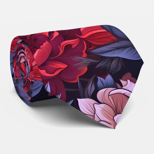 #39 Bloemen patroon Stropdas (Opgerold)