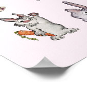 39 Cute Cartoon Rabbits Decor Nursery Poster Roze (Hoek)