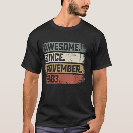 39 jaar 39e verjaardag Geweldige sinds november T-shirt (Voorkant)