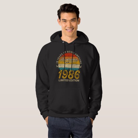 39 jaar oud 1986 Retro Geweldige 39ste verjaardag  Hoodie (Voorkant volledig)