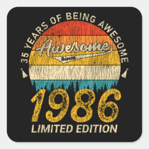 39 jaar oud 1986 Retro Geweldige 39ste verjaardag  Vierkante Sticker