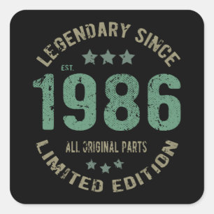 39 jaar oude Bday 1986 Legend 39ste verjaardag cad Vierkante Sticker