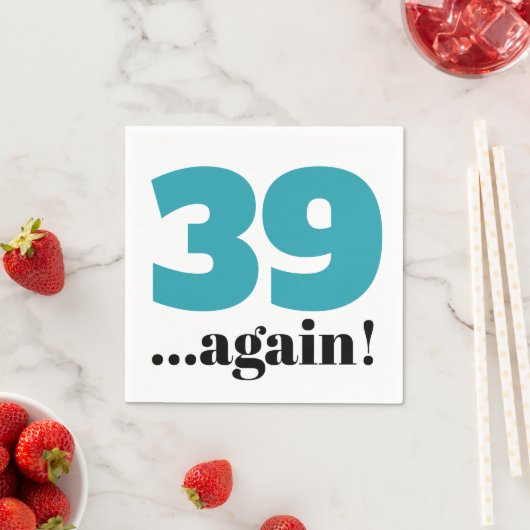 39 keer blauwgroen viering van de blauwe verjaarda servet (Insitu)