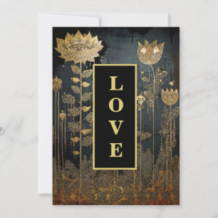 *~ 39 RSVP AR26 QR Gold Lace LOVE Vintage Wedding Kaart