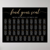 39 Tafels Vind uw Seat Black Zitkaarten Plan Poster (Voorkant)