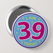 39e Birthday-badge Ronde Button 4,0 Cm (Voorkant /achterkant)