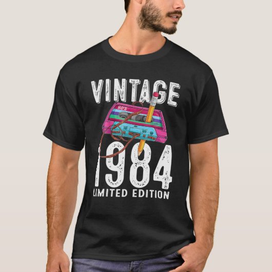 39e  Cassettebandje geboortedag 1984 39 T-shirt (Voorkant)