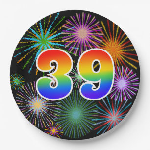 39e evenement - leuk, kleurrijk, vet, regenboog 39 papieren bordje