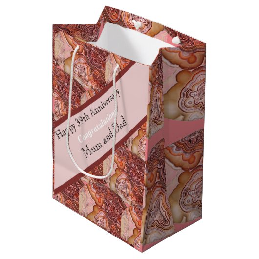 39e Jubileum Agate Kaart Medium Cadeauzakje (Voorkant Gekanteld)