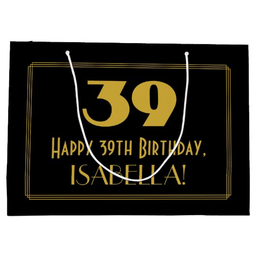 39e verjaardag — Art Deco geïnspireerd look "39" & Groot Cadeauzakje (Achterkant)