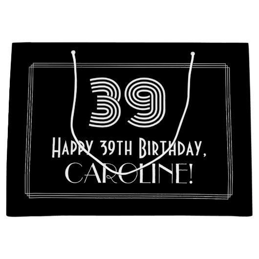 39e verjaardag — Art Deco geïnspireerd look "39" & Groot Cadeauzakje (Voorkant)
