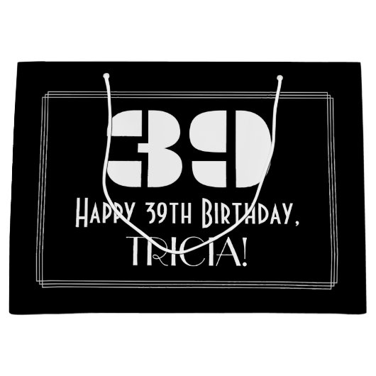 39e verjaardag ~ Art Deco geïnspireerd look "39" + Groot Cadeauzakje (Voorkant)