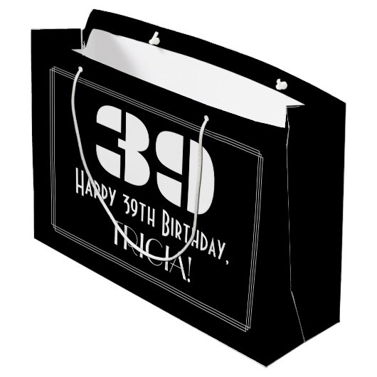 39e verjaardag ~ Art Deco geïnspireerd look "39" + Groot Cadeauzakje (Achterkant Gekanteld)