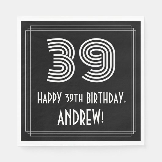 39e verjaardag: Art Deco geïnspireerd look "39" +  Servet (Voorkant)