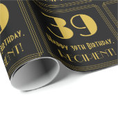 39e verjaardag ~ Art Deco Geïnspireerde look "39", Cadeaupapier (Rol Hoek)