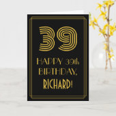 39e verjaardag: Art Deco Geïnspireerde look "39" e Kaart (Gele Bloem)