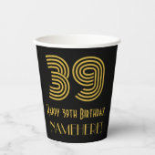39e verjaardag: Art Deco Geïnspireerde look "39" e Papieren Bekers (Voorkant)