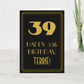 39e verjaardag - Art Deco geïnspireerde look "39"  Kaart (Voorkant)