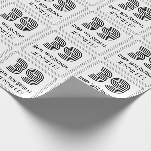 39e verjaardag: Art Deco geïnspireerde stijl "39" Cadeaupapier (Hoek)