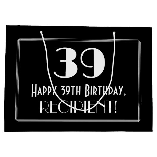 39e verjaardag: Art Deco geïnspireerde stijl "39", Groot Cadeauzakje (Achterkant)