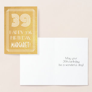 39e verjaardag – Art Deco Geïnspireerde Uiterlijk Folie Kaarten