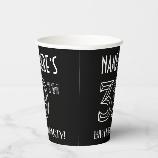 39e verjaardag: Art Deco Style + aangepaste naam Papieren Bekers (Rechts)