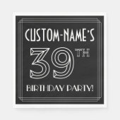 39e verjaardag: Art Deco Style + aangepaste naam Servet (Voorkant)