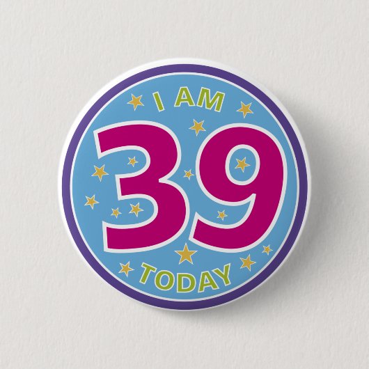 39e verjaardag badge ronde button 5,7 cm (Voorkant)