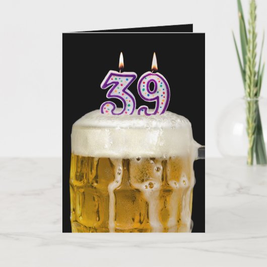 39e Verjaardag Bier op zwart Kaart (Voorkant)