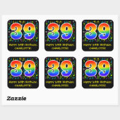 39e verjaardag: Colorful Music Symbols, Rainbow 39 Vierkante Sticker (Vel)