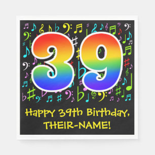 39e verjaardag - Colorful Music Symbols, Rainbow 3 Servet