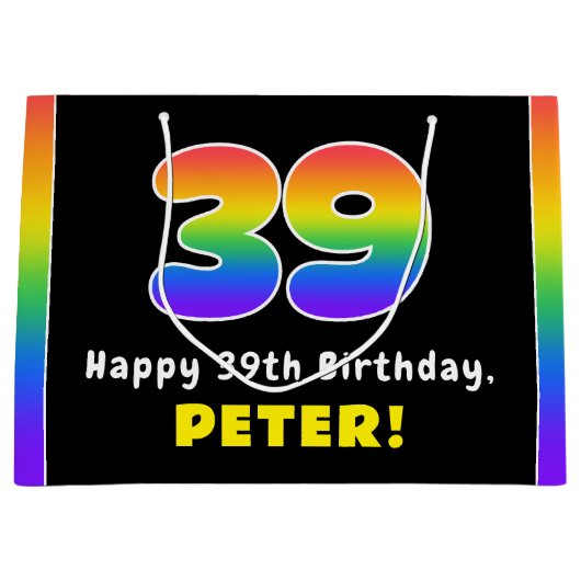 39e verjaardag: Colorful Rainbow # 39, aangepaste Groot Cadeauzakje (Voorkant)