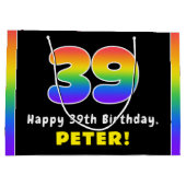 39e verjaardag: Colorful Rainbow # 39, aangepaste  Groot Cadeauzakje (Achterkant)